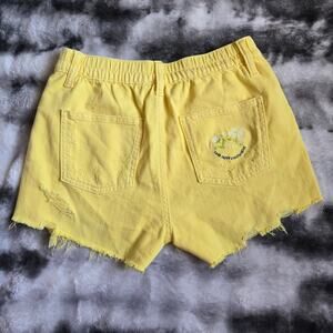 Aerie Embroidered Yellow Denim Shorts Women’s XXS Distressed